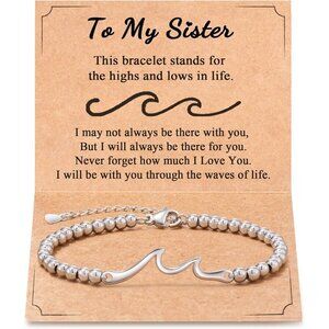 Sister Gifts Stainless Steel Wave Bracelet for Women Birthday Christmas
